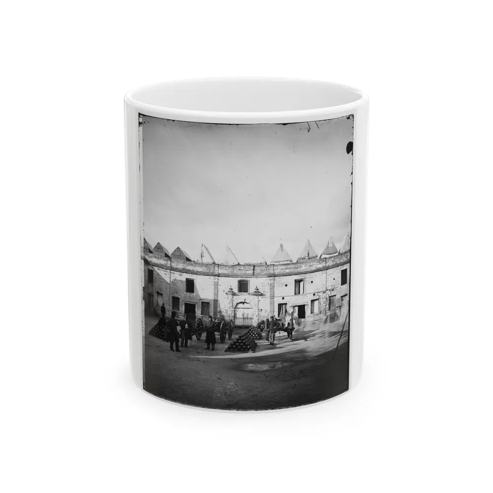 Saint Augustine, Fla. Artillery Inside Fort Marion; Tents On Rampart (U.S. Civil War) White Coffee Mug-11oz-Go Mug Yourself