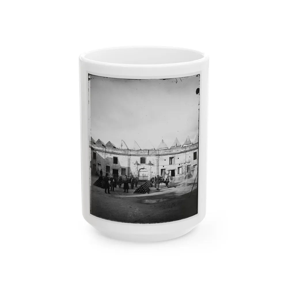 Saint Augustine, Fla. Artillery Inside Fort Marion; Tents On Rampart (U.S. Civil War) White Coffee Mug-15oz-Go Mug Yourself