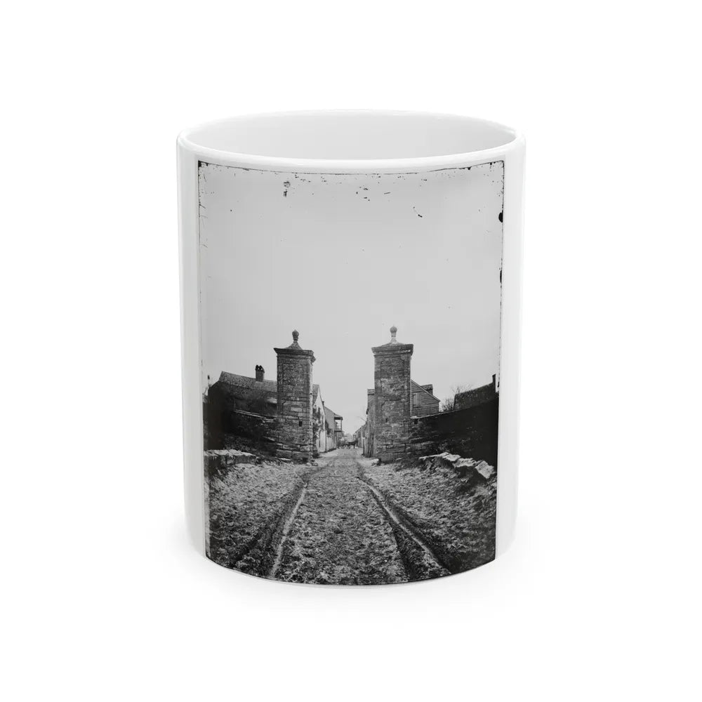 Saint Augustine, Fla. Entrance Gate, With Street And Houses Beyond (U.S. Civil War) White Coffee Mug-11oz-Go Mug Yourself