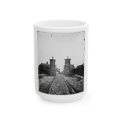 Saint Augustine, Fla. Entrance Gate, With Street And Houses Beyond (U.S. Civil War) White Coffee Mug-15oz-Go Mug Yourself