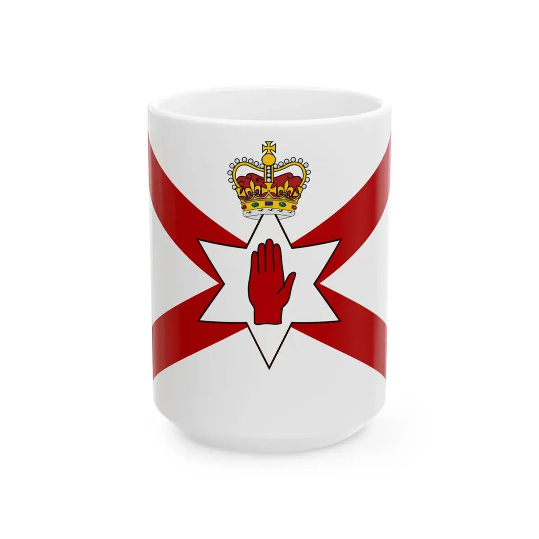 Saint Patricks flag for Northern Ireland crowned (Ireland) White Coffee Mug 15oz - Go Mug Yourself