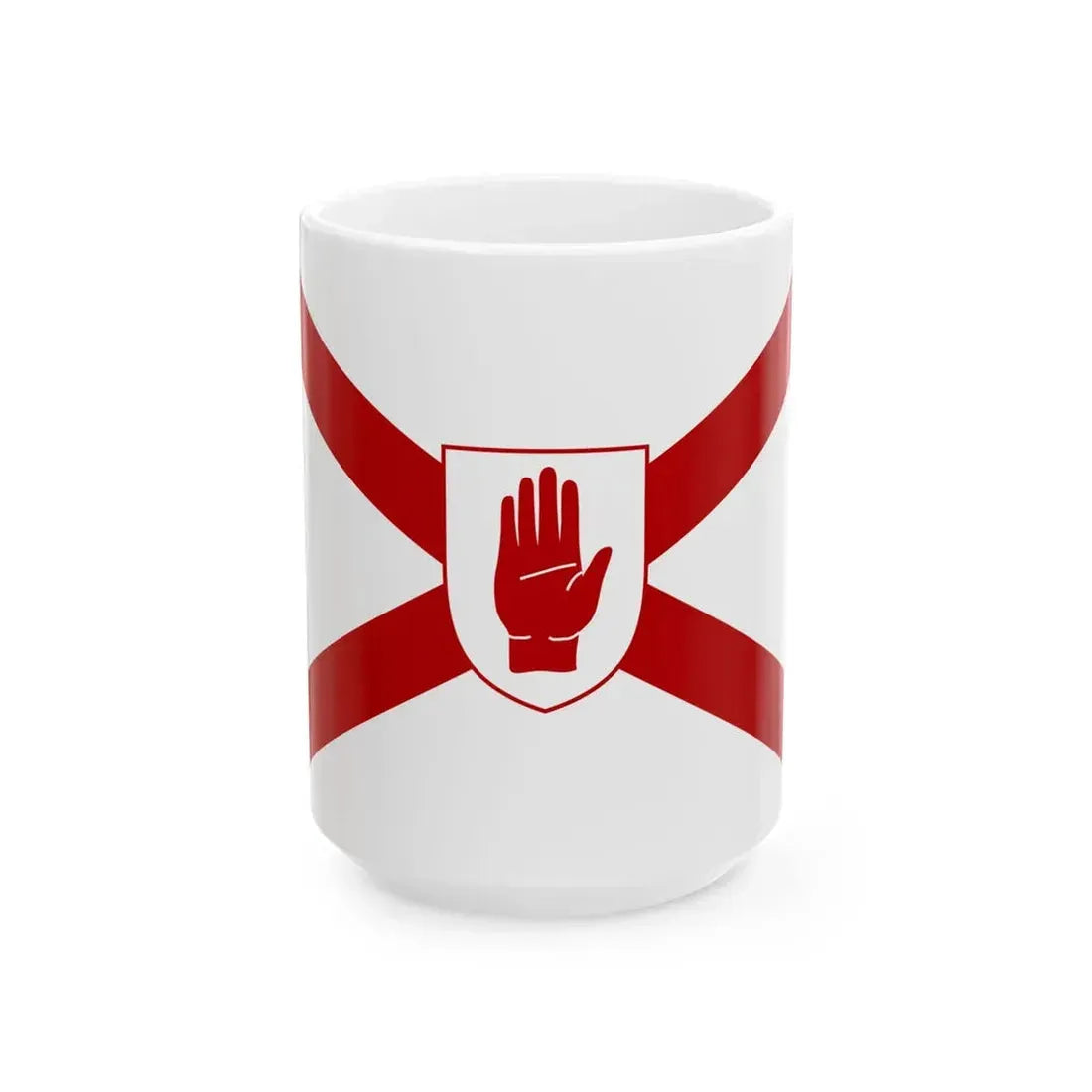 Saint Patricks flag for Northern Ireland shield (Ireland) White Coffee Mug 15oz - Go Mug Yourself