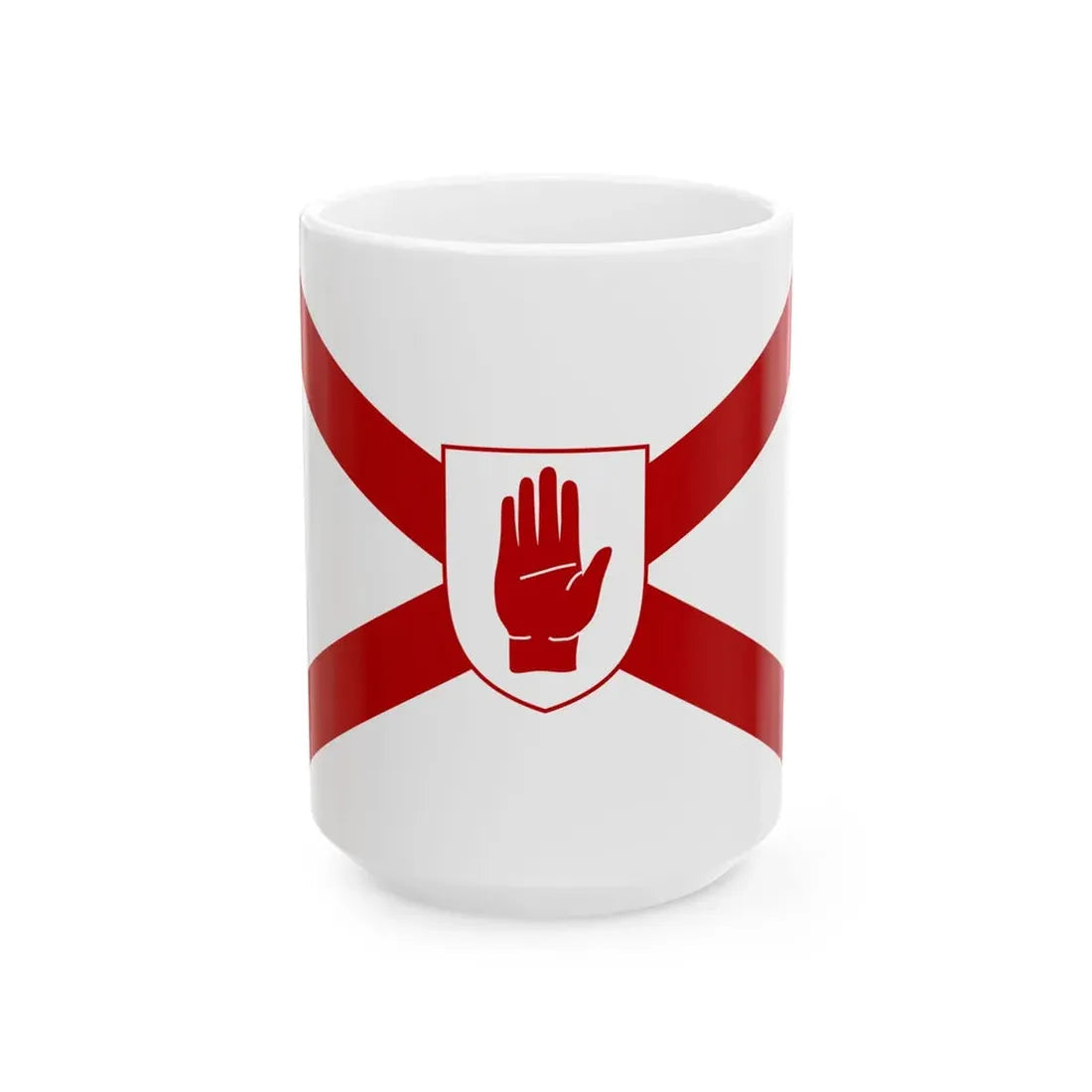 Saint Patricks flag for Northern Ireland shield (Ireland) White Coffee Mug 15oz - Go Mug Yourself