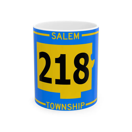 Salem Township Route 218 Tuscarawas County Ohio (Ohio) (Road Sign) White Coffee Mug 11oz - Go Mug Yourself