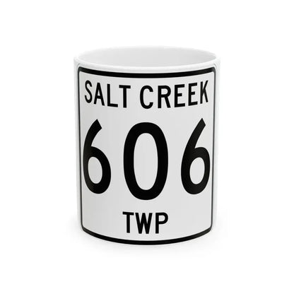 Salt Creek Township Route 206 Holmes County Ohio (Ohio) (Road Sign) White Coffee Mug 11oz - Go Mug Yourself