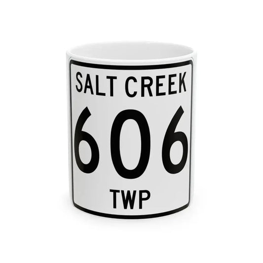Salt Creek Township Route 206 Holmes County Ohio (Ohio) (Road Sign) White Coffee Mug 11oz - Go Mug Yourself