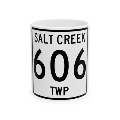 Salt Creek Township Route 206 Holmes County Ohio (Ohio) (Road Sign) White Coffee Mug 11oz - Go Mug Yourself
