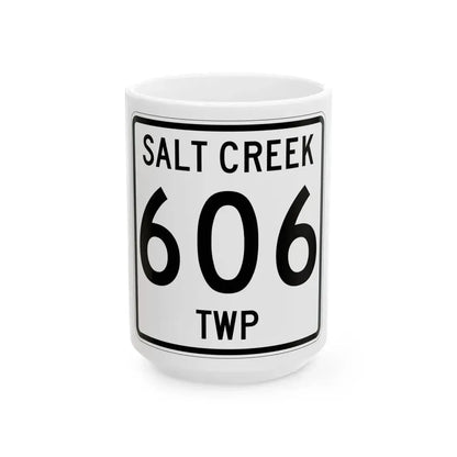 Salt Creek Township Route 206 Holmes County Ohio (Ohio) (Road Sign) White Coffee Mug 15oz - Go Mug Yourself
