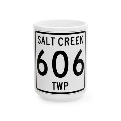 Salt Creek Township Route 206 Holmes County Ohio (Ohio) (Road Sign) White Coffee Mug 15oz - Go Mug Yourself