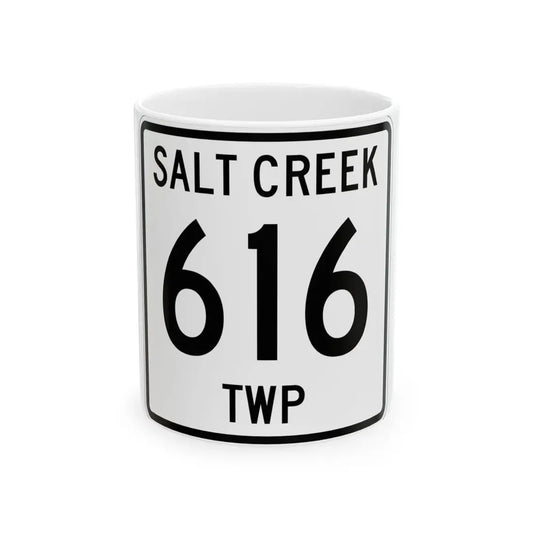 Salt Creek Township Route 616 Holmes County Ohio (Ohio) (Road Sign) White Coffee Mug 11oz - Go Mug Yourself