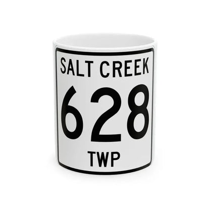 Salt Creek Township Route 628 Holmes County Ohio (Ohio) (Road Sign) White Coffee Mug 11oz - Go Mug Yourself