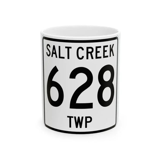 Salt Creek Township Route 628 Holmes County Ohio (Ohio) (Road Sign) White Coffee Mug 11oz - Go Mug Yourself