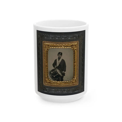 Samuel W. Doble Of Company D, 12th Maine Infantry Regiment, With Drum (U.S. Civil War) White Coffee Mug 15oz - Go Mug Yourself