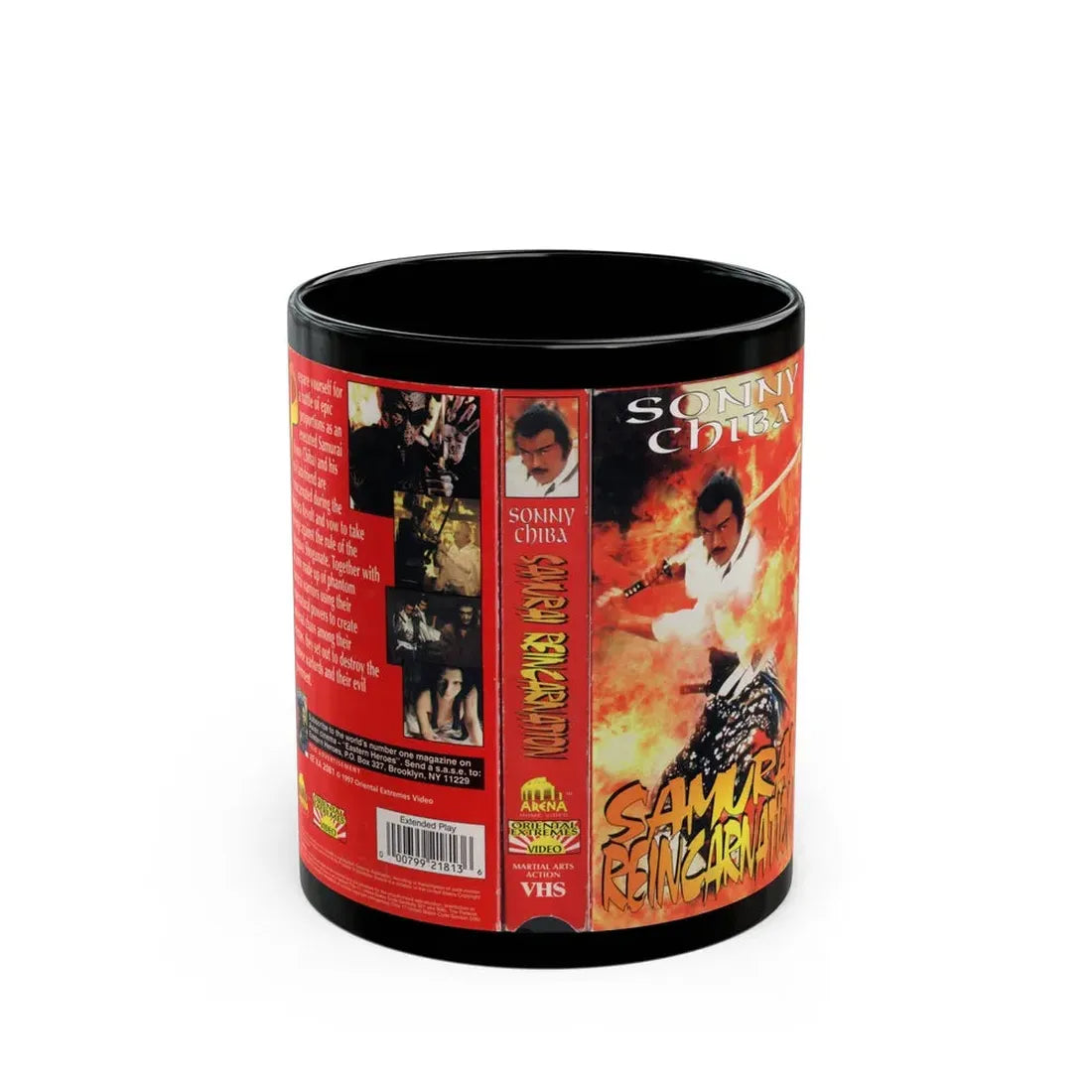 SAMURAI REINCARNATION (VHS COVER) - Black Coffee Mug 11oz - Go Mug Yourself