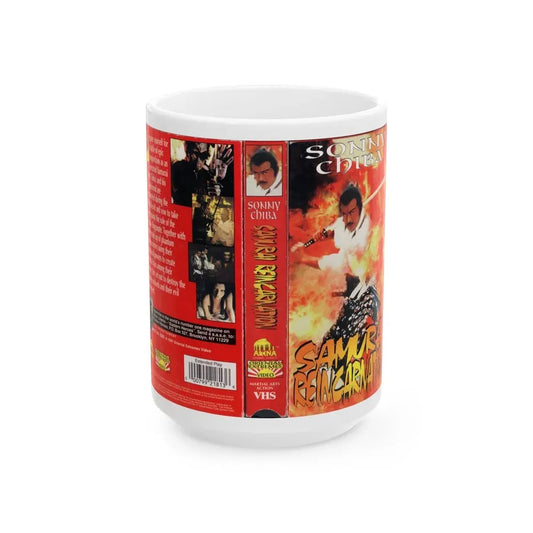 SAMURAI REINCARNATION (VHS COVER) - White Coffee Mug 15oz - Go Mug Yourself