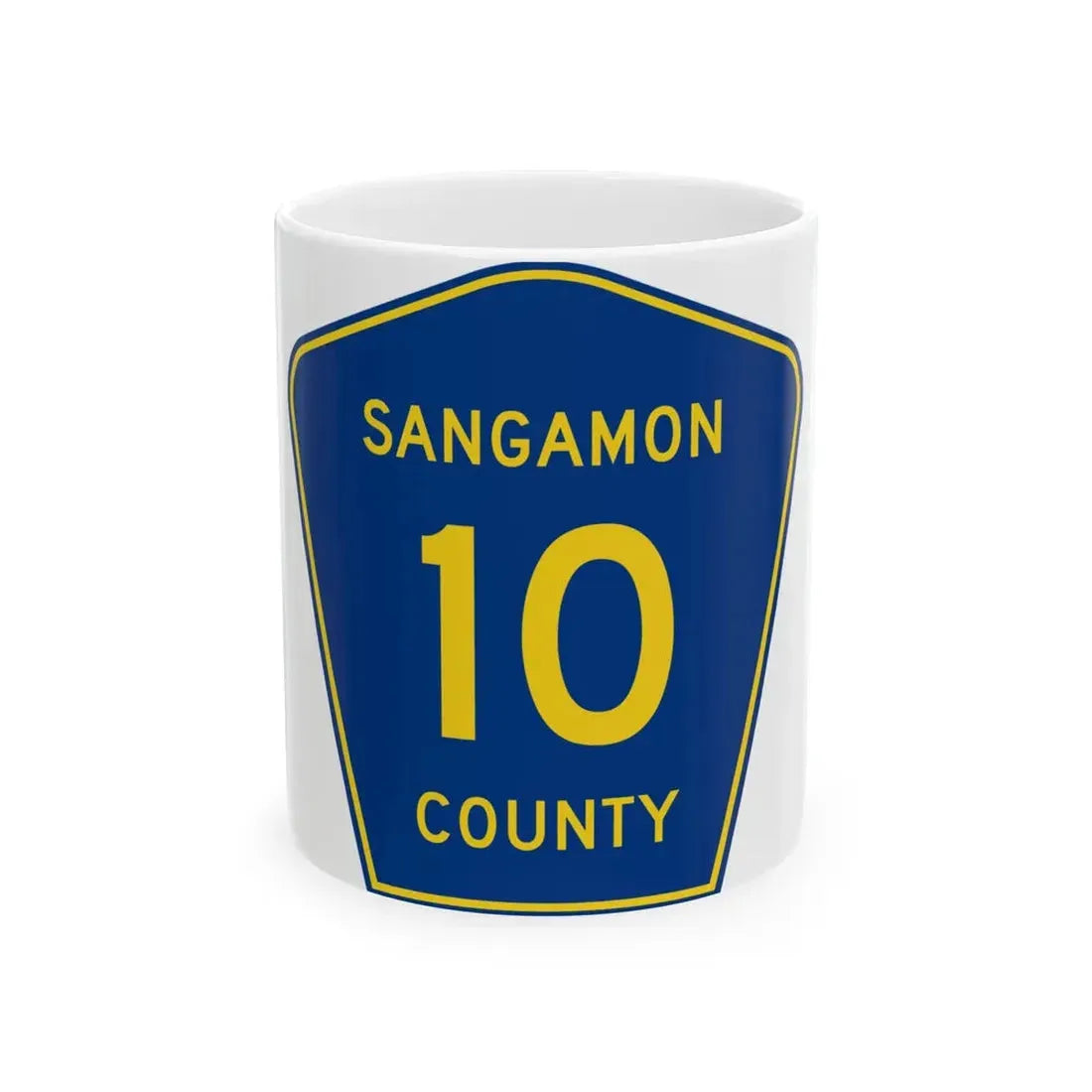 Sangamon County 10 (Illinois) (Road Sign) White Coffee Mug 11oz - Go Mug Yourself