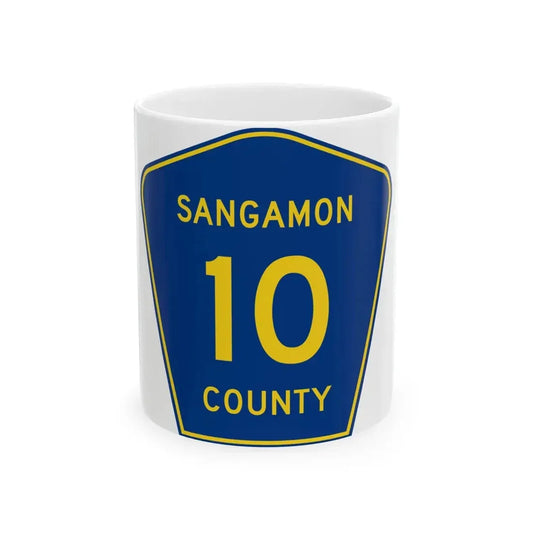 Sangamon County 10 (Illinois) (Road Sign) White Coffee Mug 11oz - Go Mug Yourself
