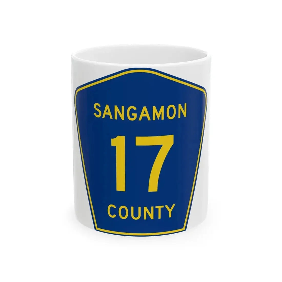 Sangamon County 17 (Illinois) (Road Sign) White Coffee Mug 11oz - Go Mug Yourself