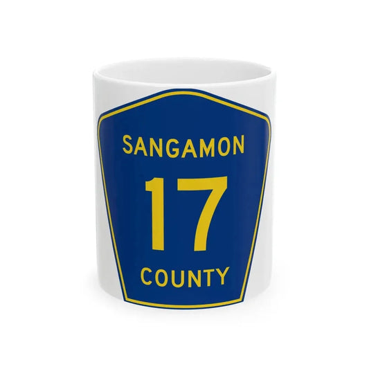 Sangamon County 17 (Illinois) (Road Sign) White Coffee Mug 11oz - Go Mug Yourself