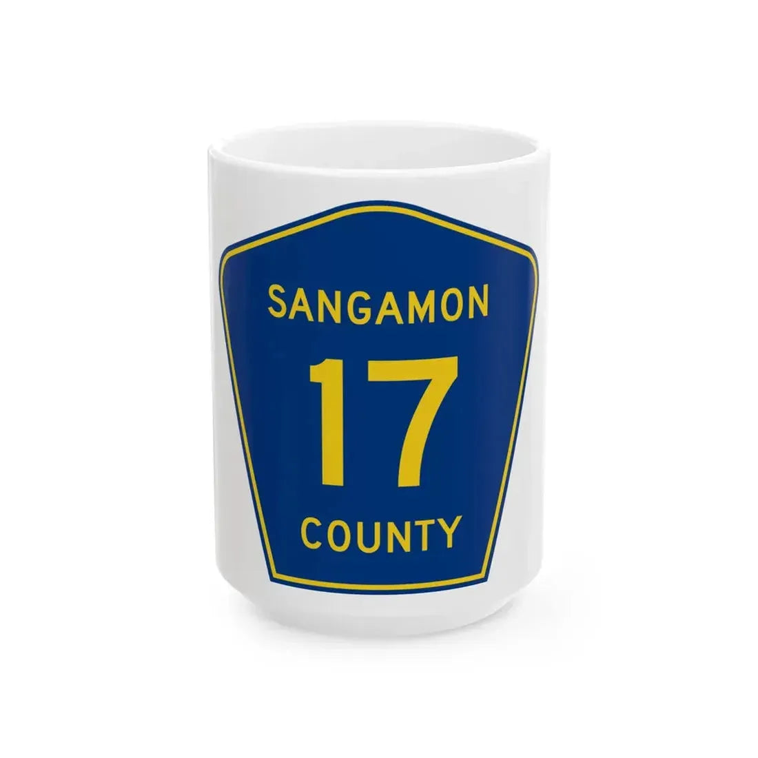 Sangamon County 17 (Illinois) (Road Sign) White Coffee Mug 15oz - Go Mug Yourself