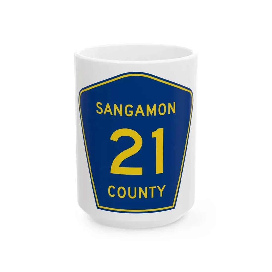 Sangamon County 21 (Illinois) (Road Sign) White Coffee Mug 15oz - Go Mug Yourself