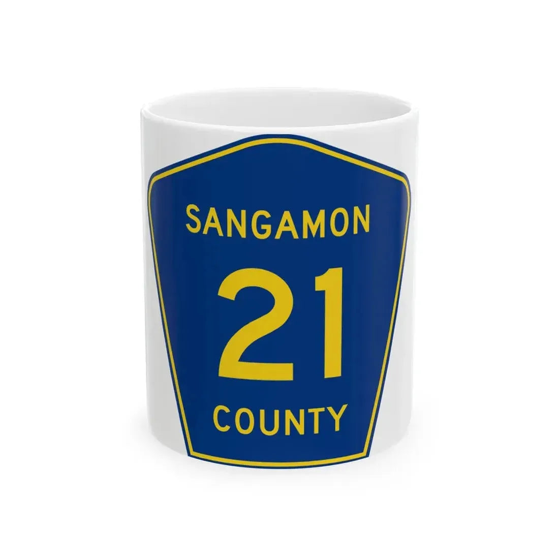 Sangamon County 21 (Illinois) (Road Sign) White Coffee Mug - Go Mug Yourself