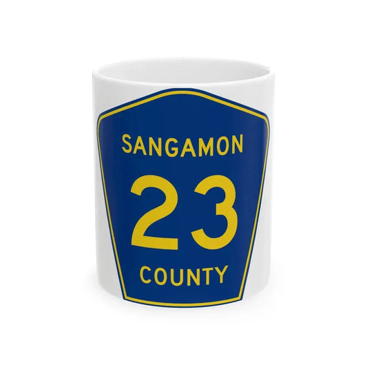 Sangamon County 23 (Illinois) (Road Sign) White Coffee Mug 11oz - Go Mug Yourself