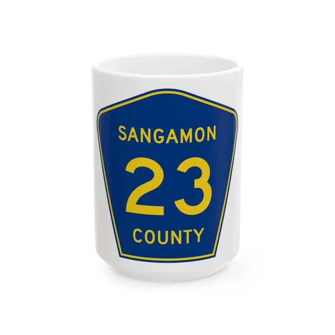 Sangamon County 23 (Illinois) (Road Sign) White Coffee Mug 15oz - Go Mug Yourself