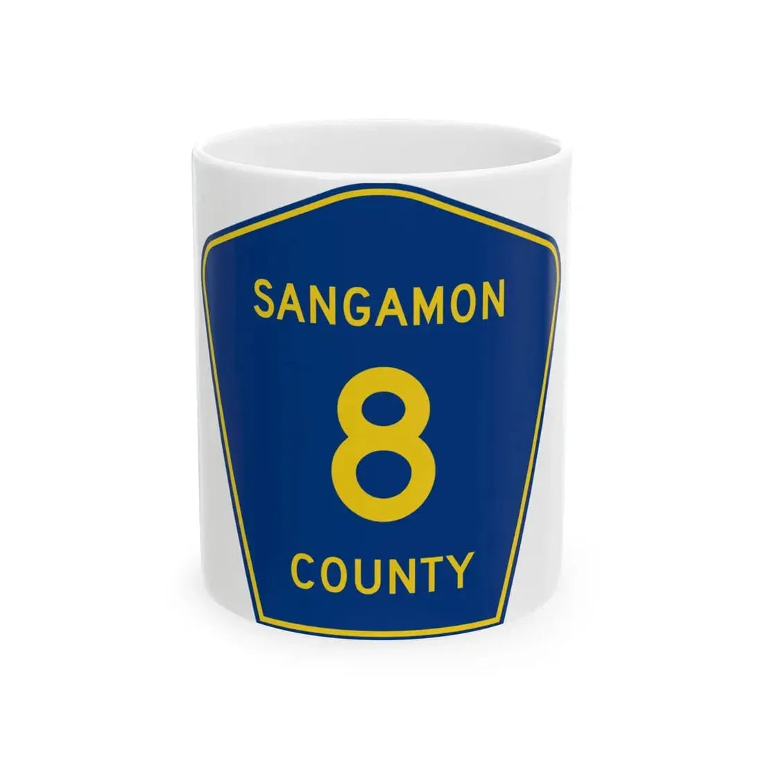 Sangamon County 8 (Illinois) (Road Sign) White Coffee Mug 11oz - Go Mug Yourself