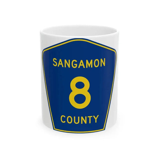 Sangamon County 8 (Illinois) (Road Sign) White Coffee Mug 11oz - Go Mug Yourself