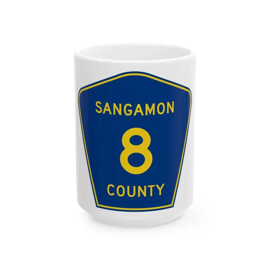 Sangamon County 8 (Illinois) (Road Sign) White Coffee Mug 15oz - Go Mug Yourself