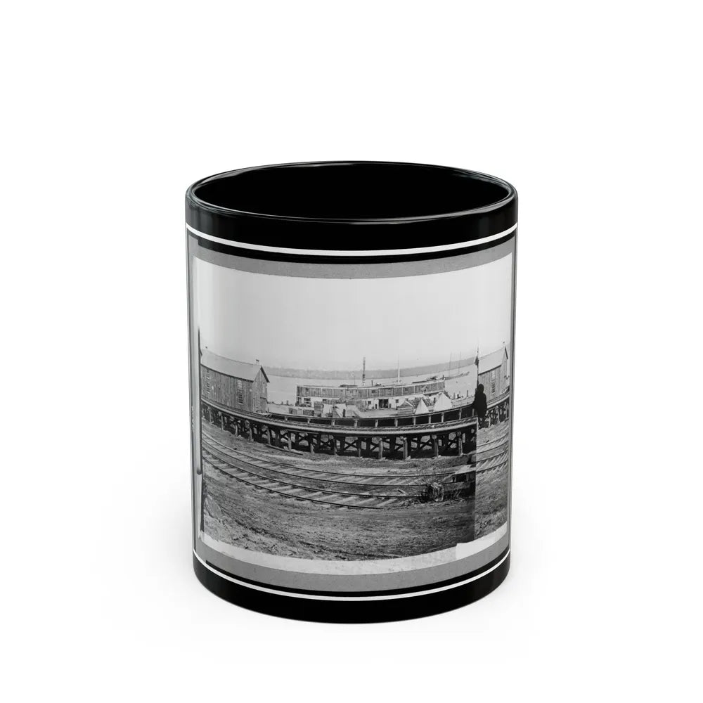 Sanitary Commission Barge At The Docks, City Point, Virginia (U.S. Civil War) Black Coffee Mug-11oz-Go Mug Yourself