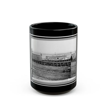 Sanitary Commission Barge At The Docks, City Point, Virginia (U.S. Civil War) Black Coffee Mug-15oz-Go Mug Yourself