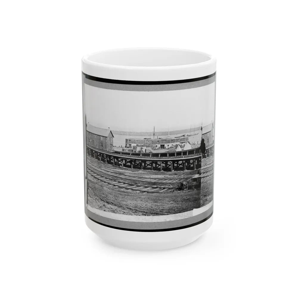 Sanitary Commission Barge At The Docks, City Point, Virginia (U.S. Civil War) White Coffee Mug-15oz-Go Mug Yourself