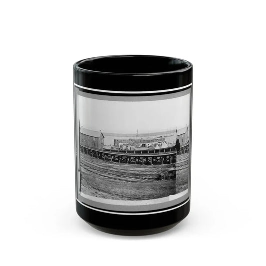 Sanitary Commission Barge At The Docks, City Point, Virginia (U.S. Civil War) Black Coffee Mug 15oz - Go Mug Yourself