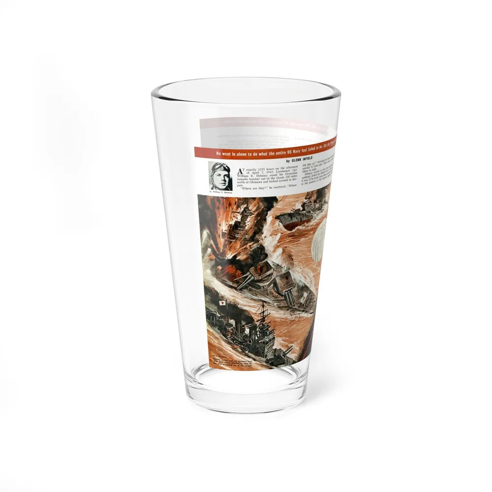 Sank the World's Biggest Battleship, Stag magazine, July, 1964 (Magazine Illustration) Pint Glass 16oz-Go Mug Yourself