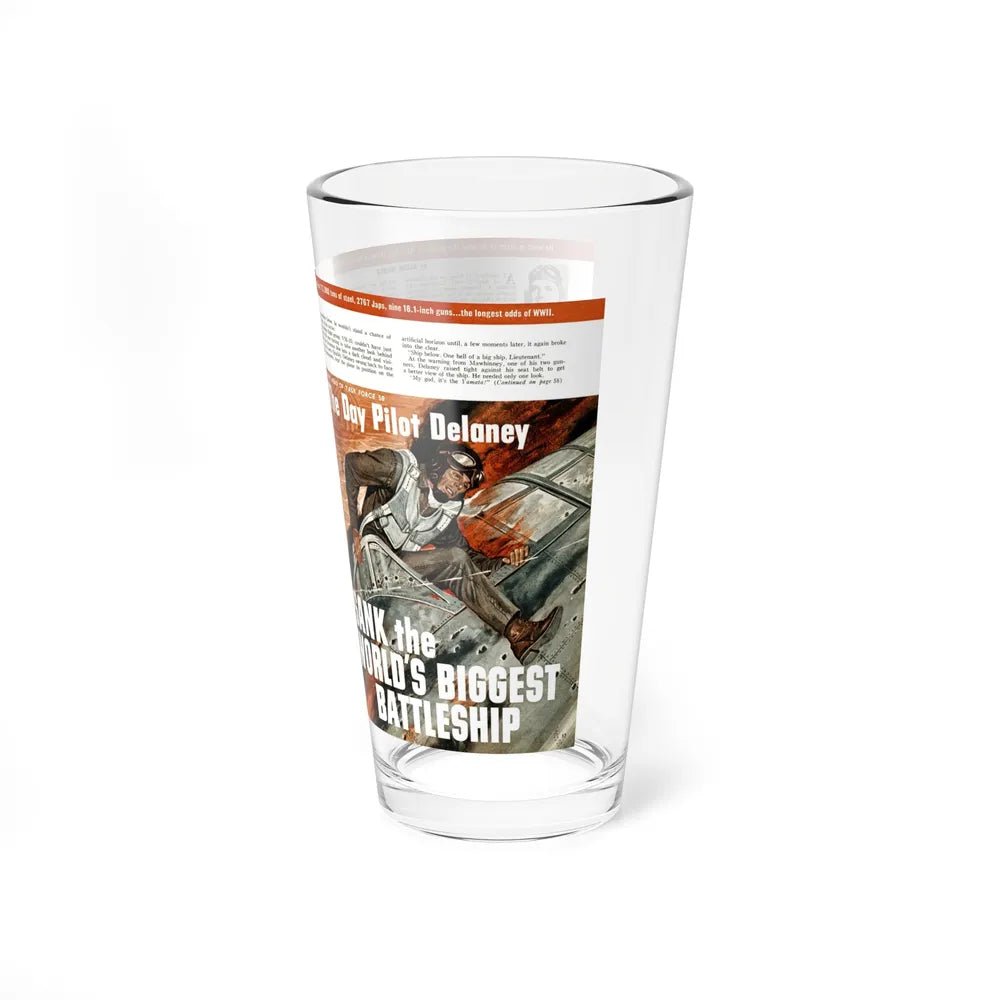 Sank the World's Biggest Battleship, Stag magazine, July, 1964 (Magazine Illustration) Pint Glass 16oz-Go Mug Yourself