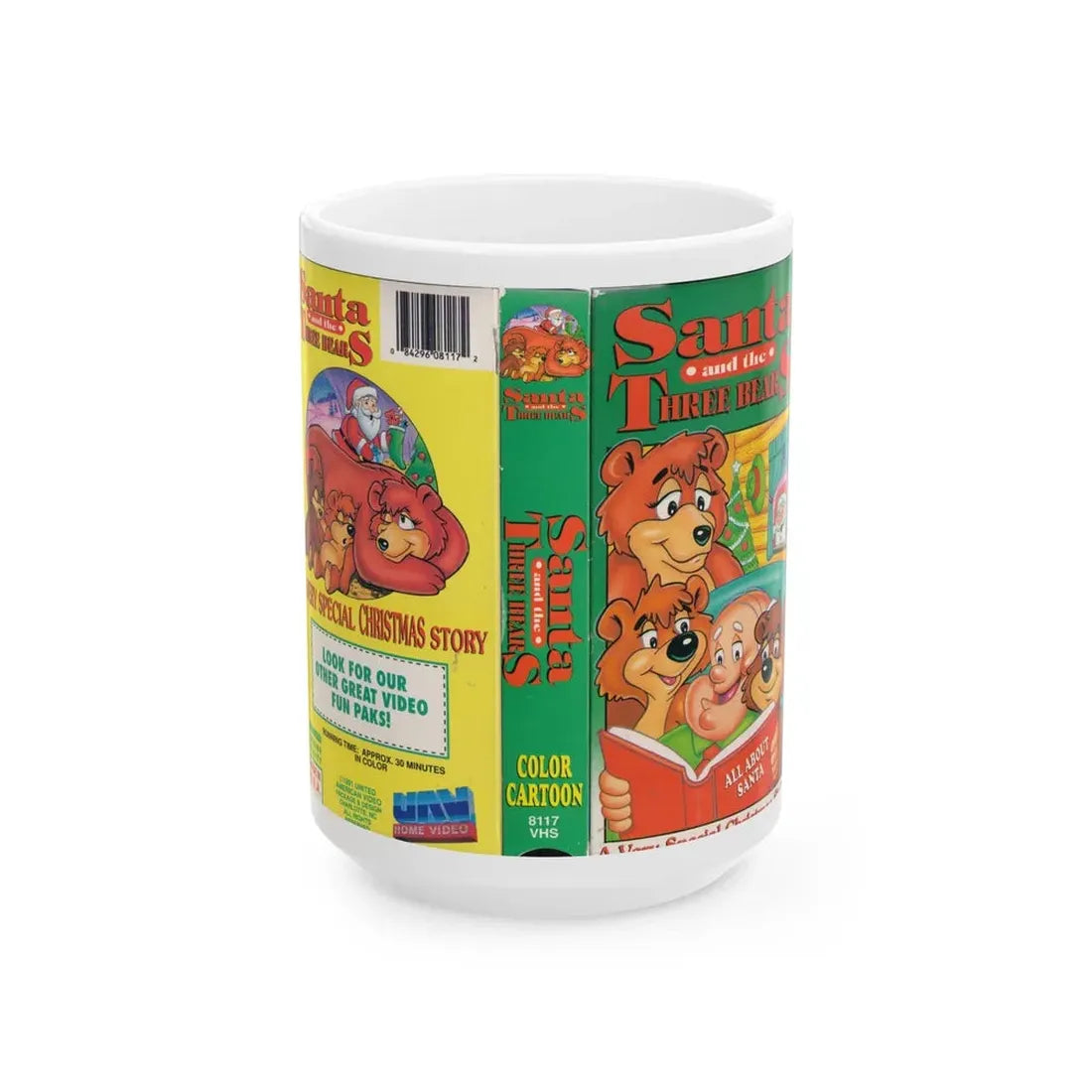 SANTA AND THE THREE BEARS UAV HOME VIDEO (VHS COVER) - White Coffee Mug 15oz - Go Mug Yourself