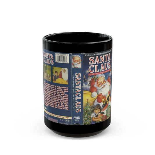 SANTA CLAUS FULL LENGTH LIVE COLOR MOVIE (VHS COVER) - Black Coffee Mug-15oz-Go Mug Yourself