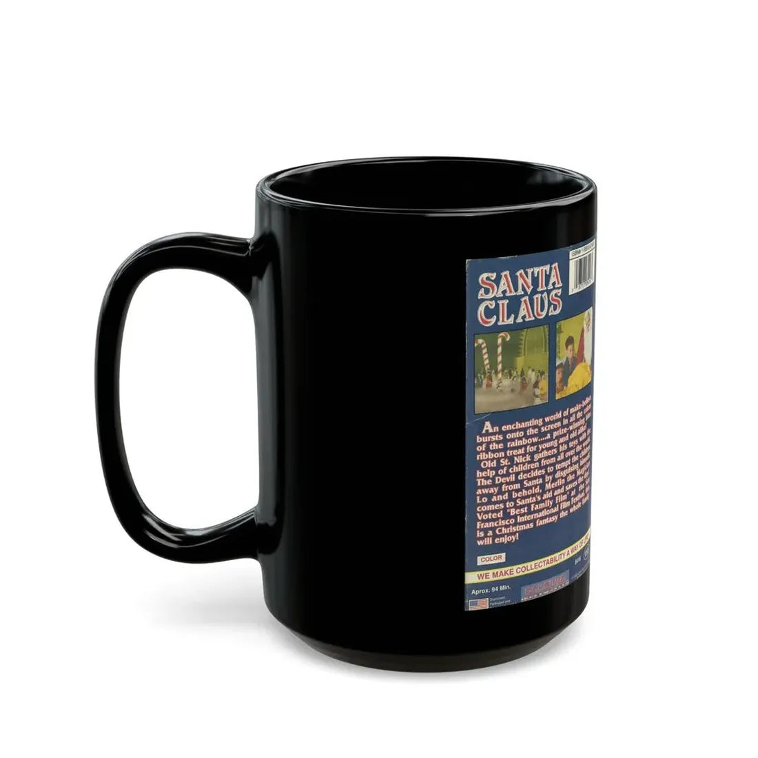 SANTA CLAUS FULL LENGTH LIVE COLOR MOVIE (VHS COVER) - Black Coffee Mug - Go Mug Yourself