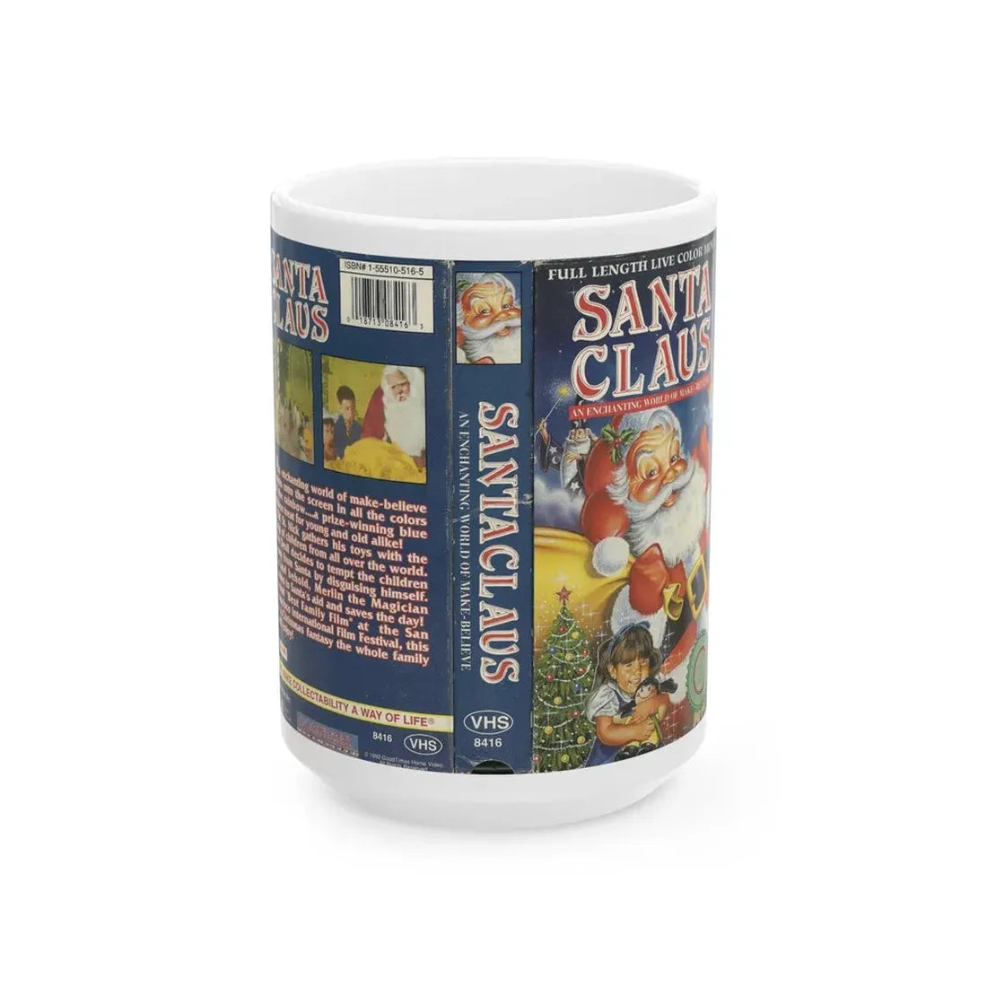 SANTA CLAUS FULL LENGTH LIVE COLOR MOVIE (VHS COVER) - White Coffee Mug 15oz - Go Mug Yourself