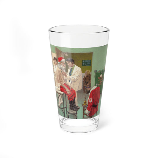 Santa Claus in the Doctor's Office (Magazine Illustration) Pint Glass 16oz-16oz-Go Mug Yourself