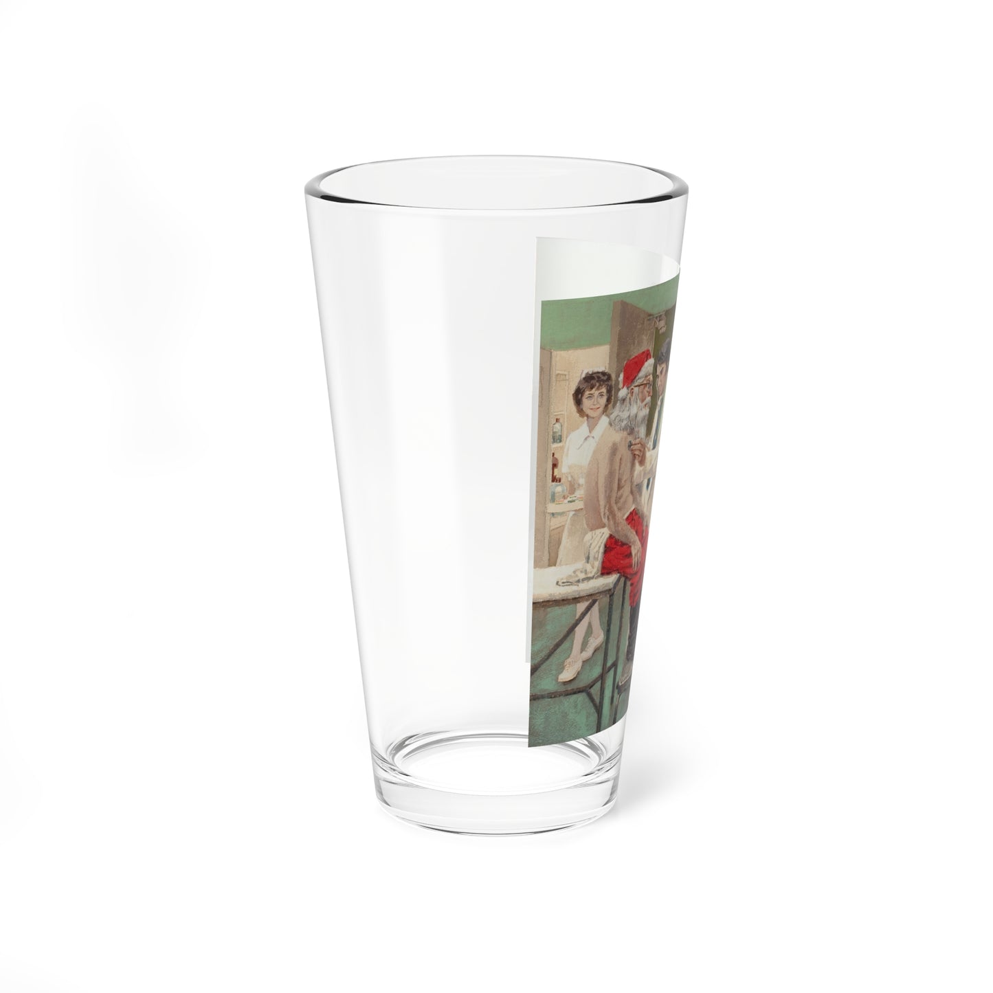 Santa Claus in the Doctor's Office (Magazine Illustration) Pint Glass 16oz-Go Mug Yourself