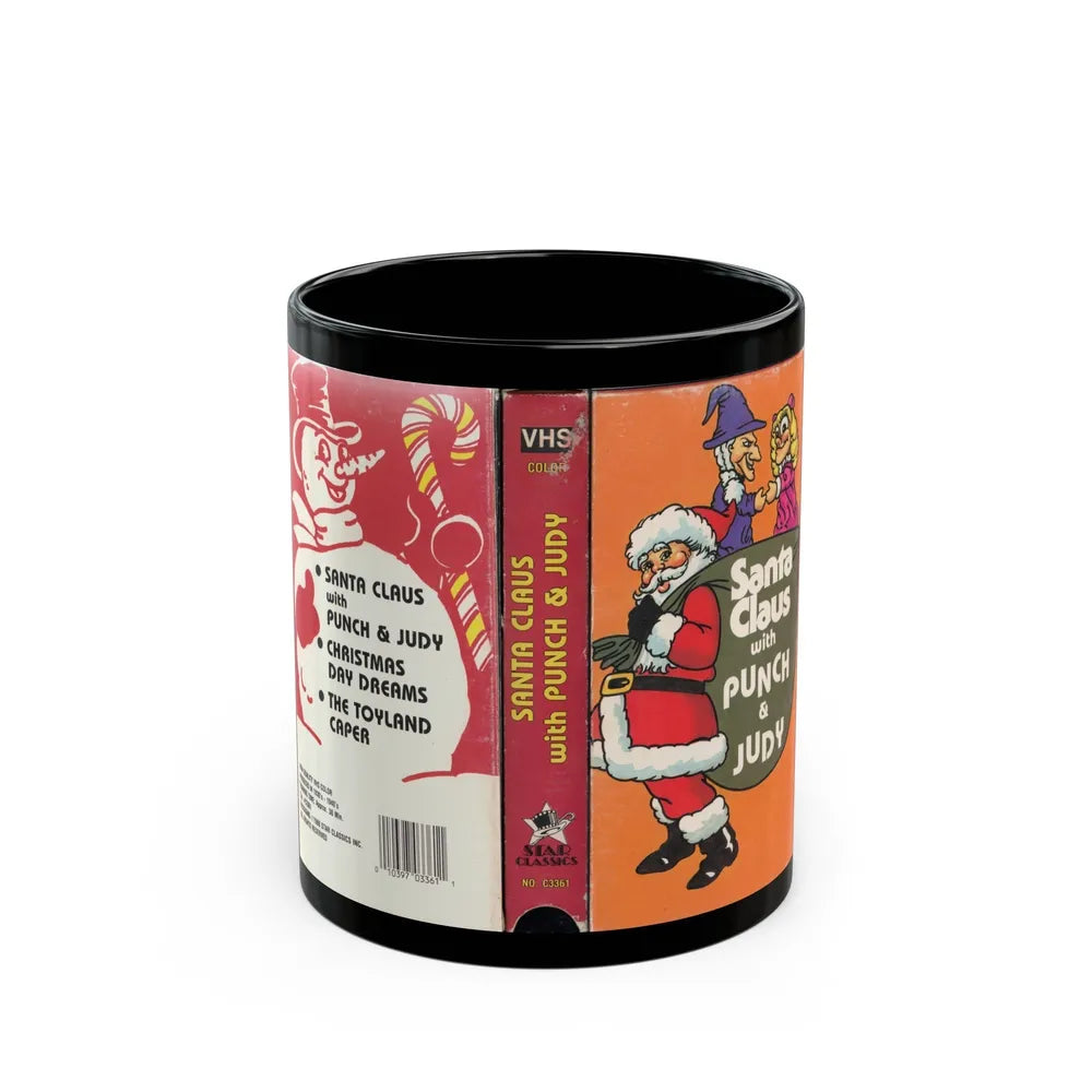 SANTA CLAUS WITH PUNCH AND JUDY (VHS COVER) - Black Coffee Mug-11oz-Go Mug Yourself