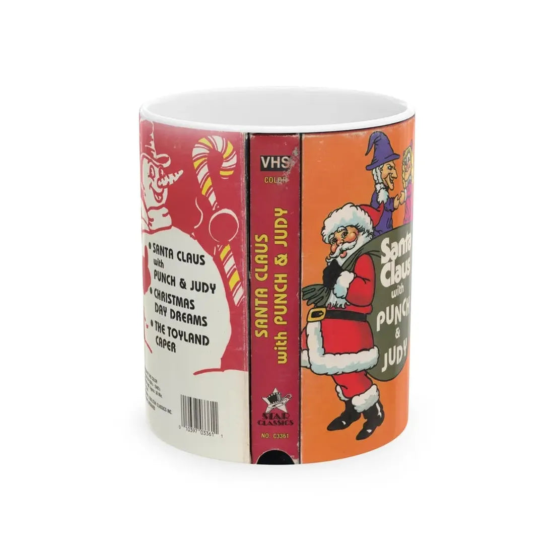 SANTA CLAUS WITH PUNCH AND JUDY (VHS COVER) - White Coffee Mug 11oz - Go Mug Yourself