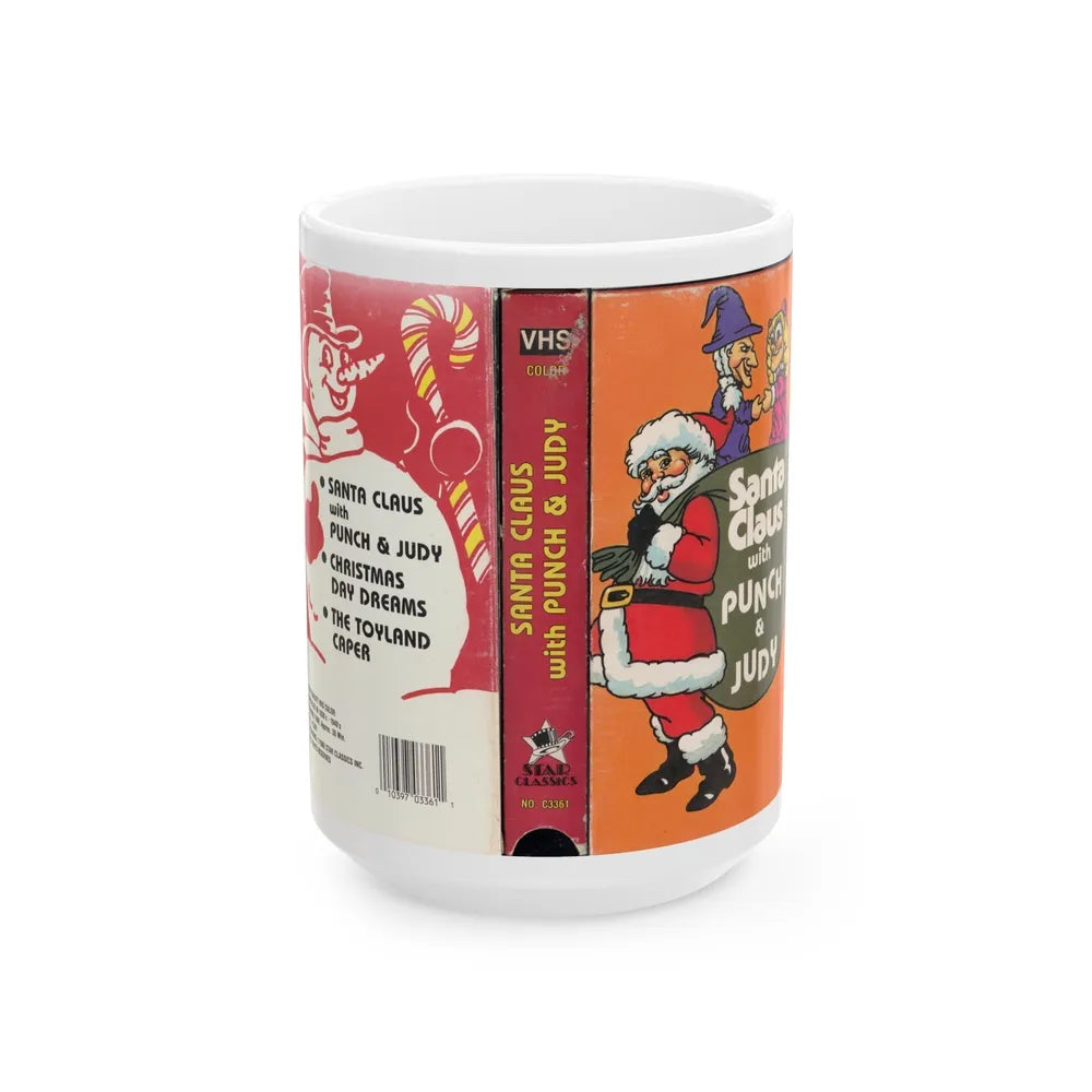 SANTA CLAUS WITH PUNCH AND JUDY (VHS COVER) - White Coffee Mug-15oz-Go Mug Yourself