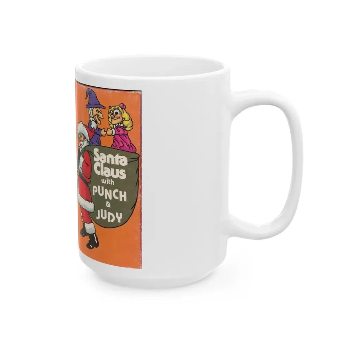 SANTA CLAUS WITH PUNCH AND JUDY (VHS COVER) - White Coffee Mug - Go Mug Yourself