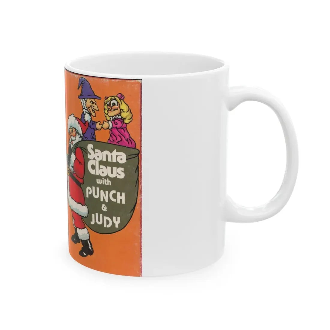 SANTA CLAUS WITH PUNCH AND JUDY (VHS COVER) - White Coffee Mug - Go Mug Yourself