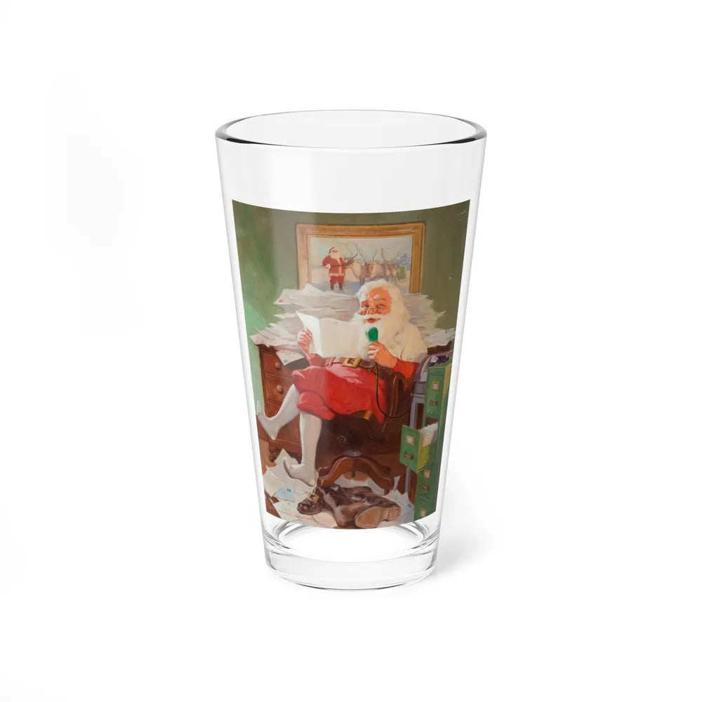 Santa Reading Christmas Letters (Magazine Illustration) Pint Glass 16oz-16oz-Go Mug Yourself