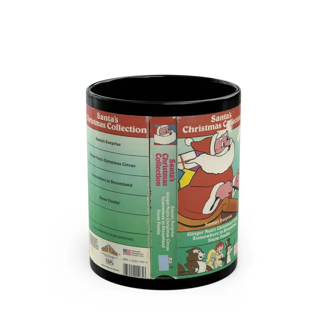 SANTAS CHRISTMAS COLLECTION (VHS COVER) - Black Coffee Mug 11oz - Go Mug Yourself